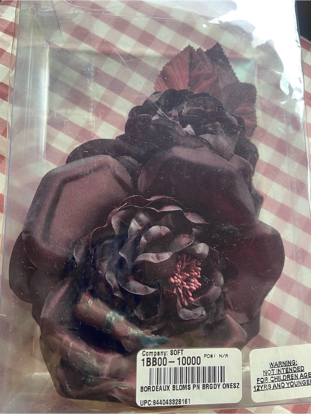 Large Burgundy Flower Pin